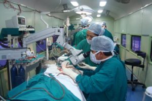 Surgery being performed inside Lifeline Express