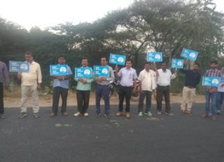 human chain for the message of water and nature conservation-rally for rivers