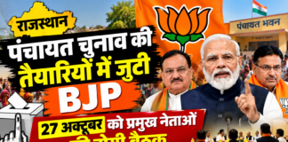 राजस्थान पंचायत चुनाव की तैयारियों में जुटी BJP, 27 अक्टूबर को प्रमुख नेताओं की होगी बैठक